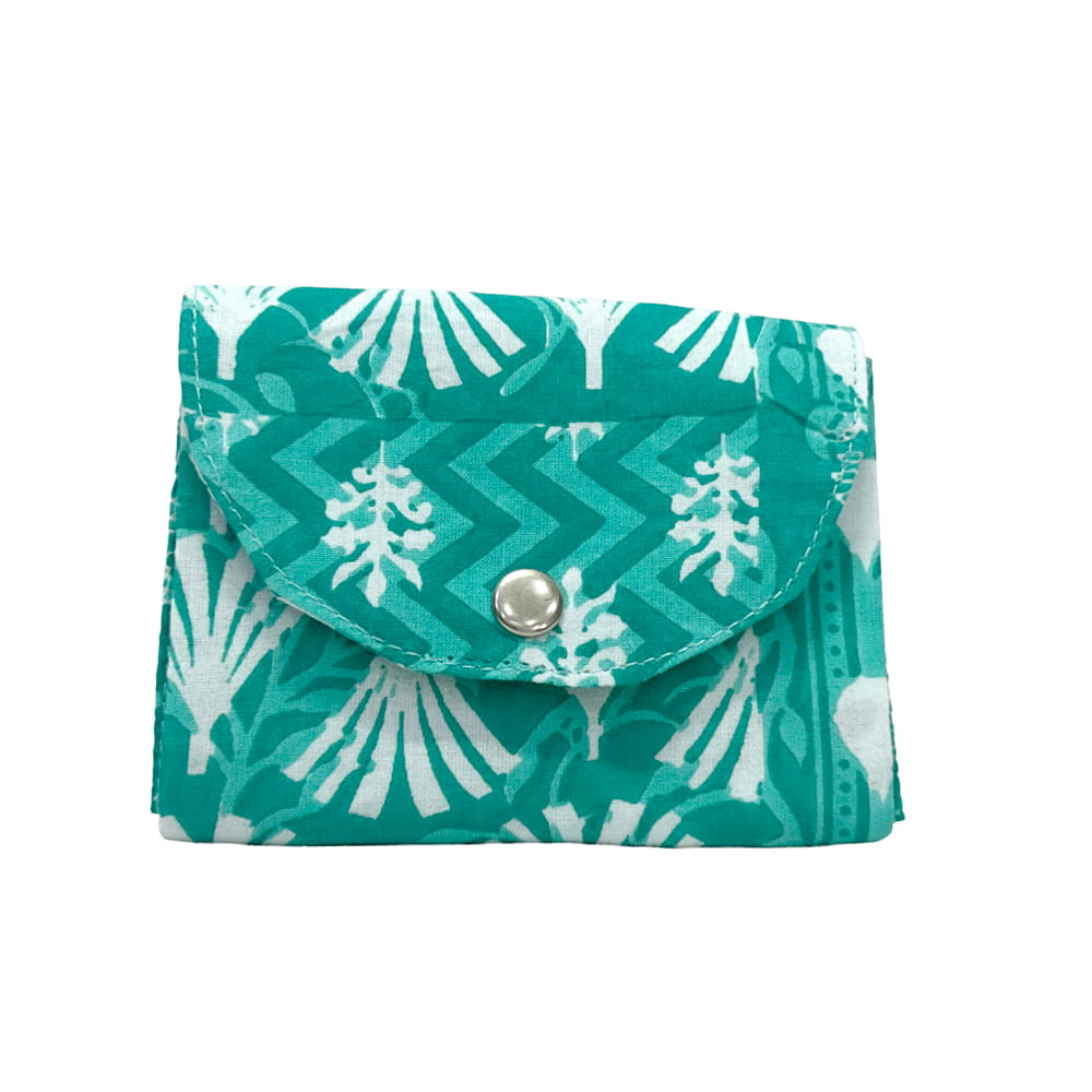 NavoJuno slim team floral batua pouch handmade block print cotton indigo blue jaipur