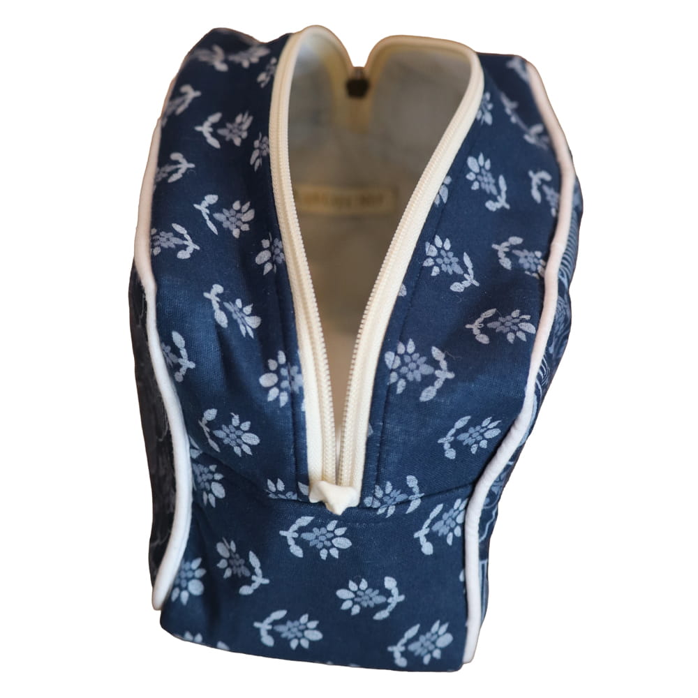 Indigo Cotton Big Pouch — Handmade Sanganeri Print | Travel Organiser | Jaipur - Image 3
