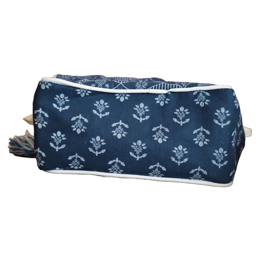 Indigo Cotton Big Pouch — Handmade Sanganeri Print | Travel Organiser | Jaipur - Image 4