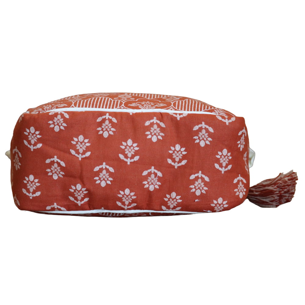 Navo Juno Terracotta Orange Cotton Pouch – Sanganeri Jaipur Print - Image 4