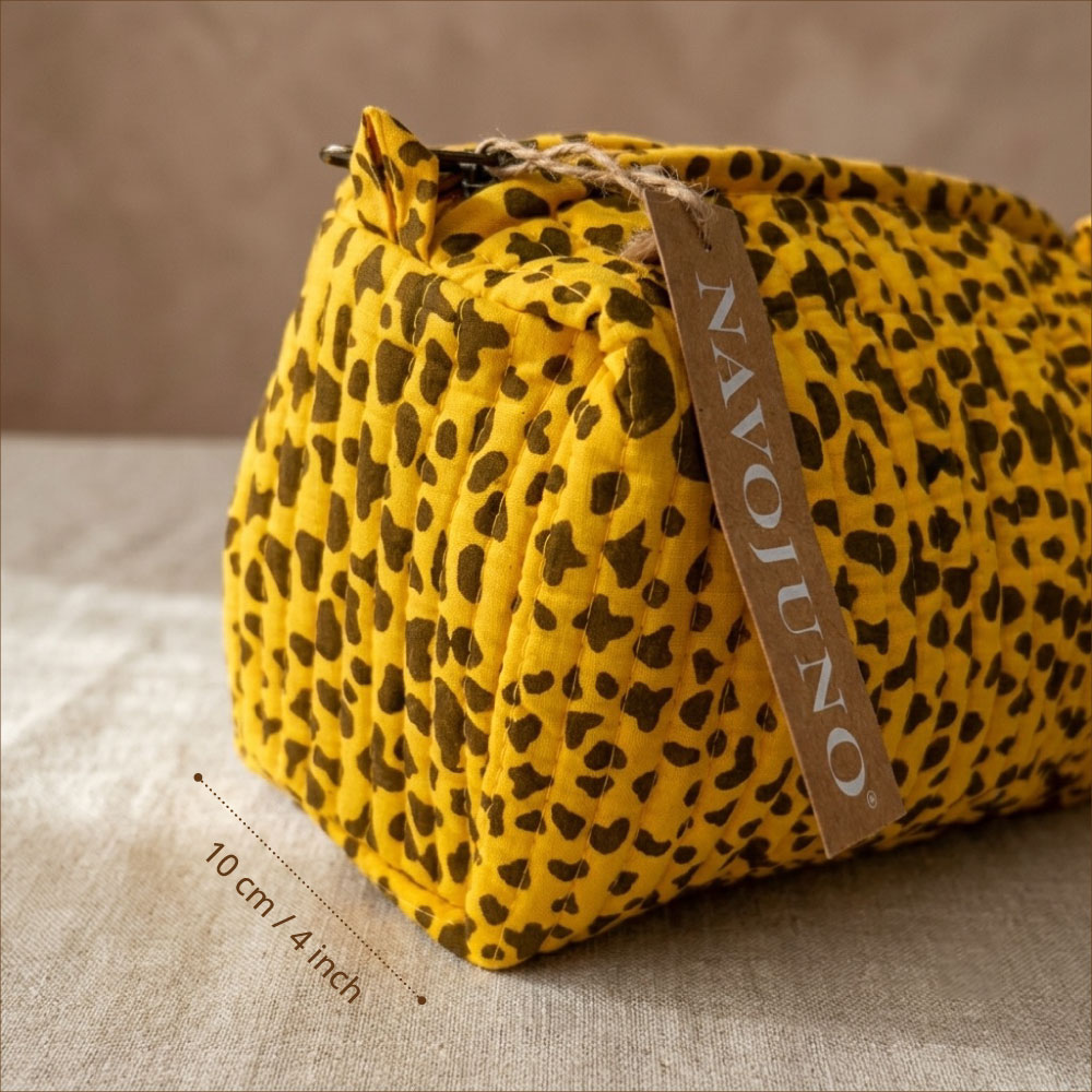 contemporary leopard print jaipur quilted pouch