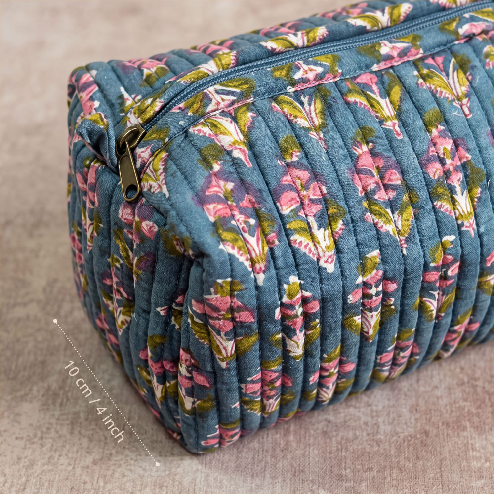 Slate-Blue-and-pink-mughal-boota-quilted-cotton-cosmetic-pouch
