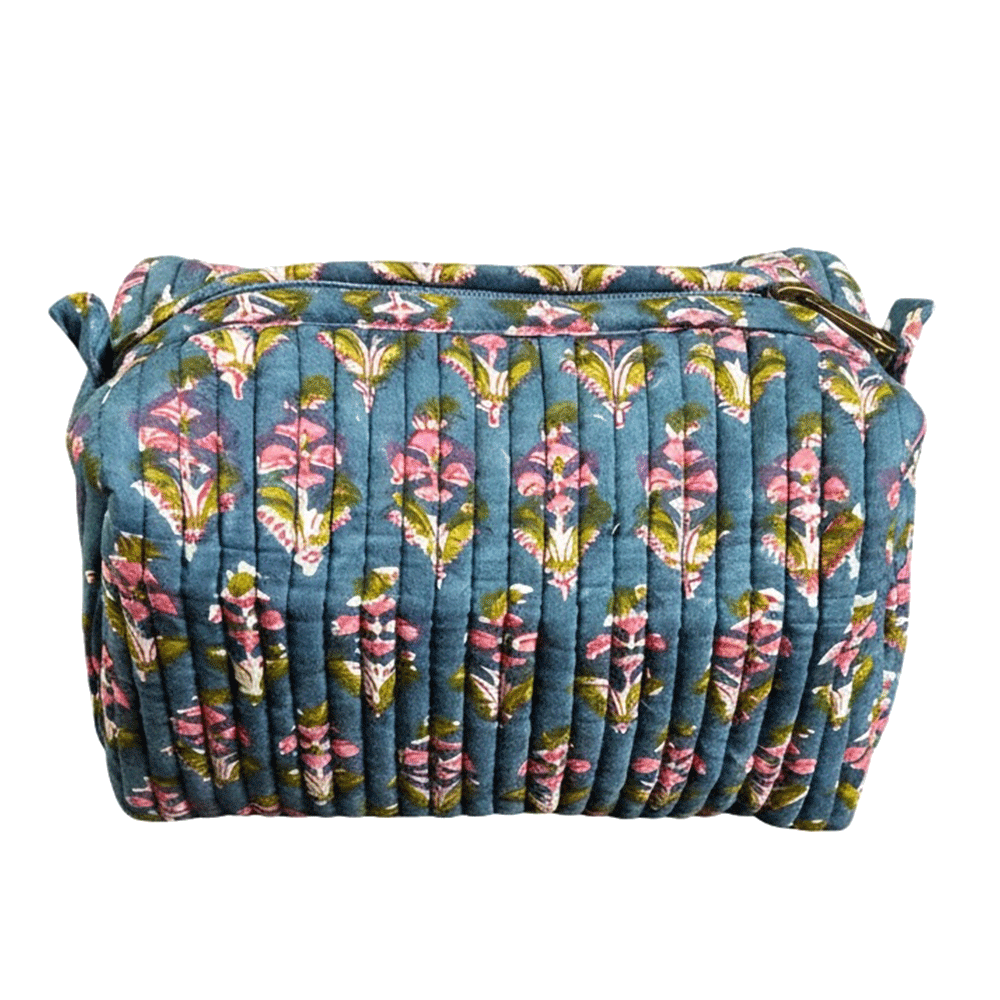 Slate-Blue-and-pink-mughal-boota-quilted-cotton-cosmetic-pouch