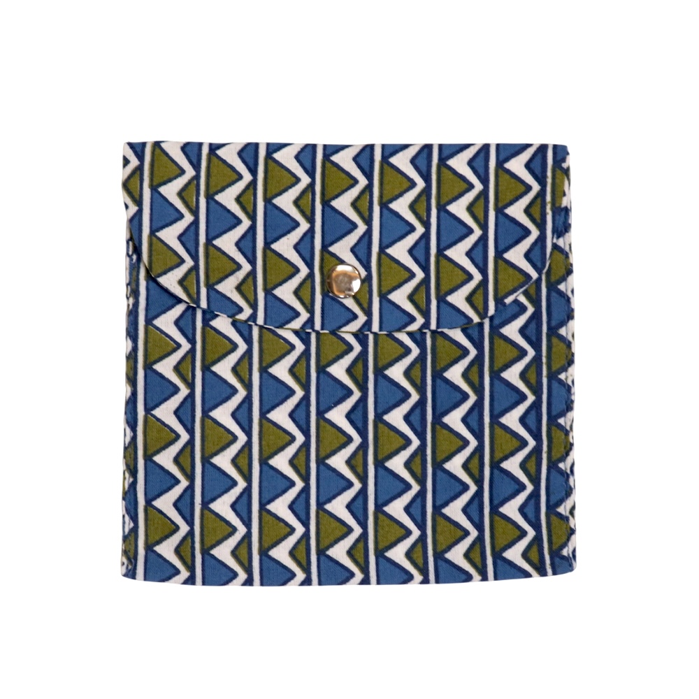 Premium Cotton Sanitary Pad Pouch (Set of 2) – Blue & Green Chevron - Image 2