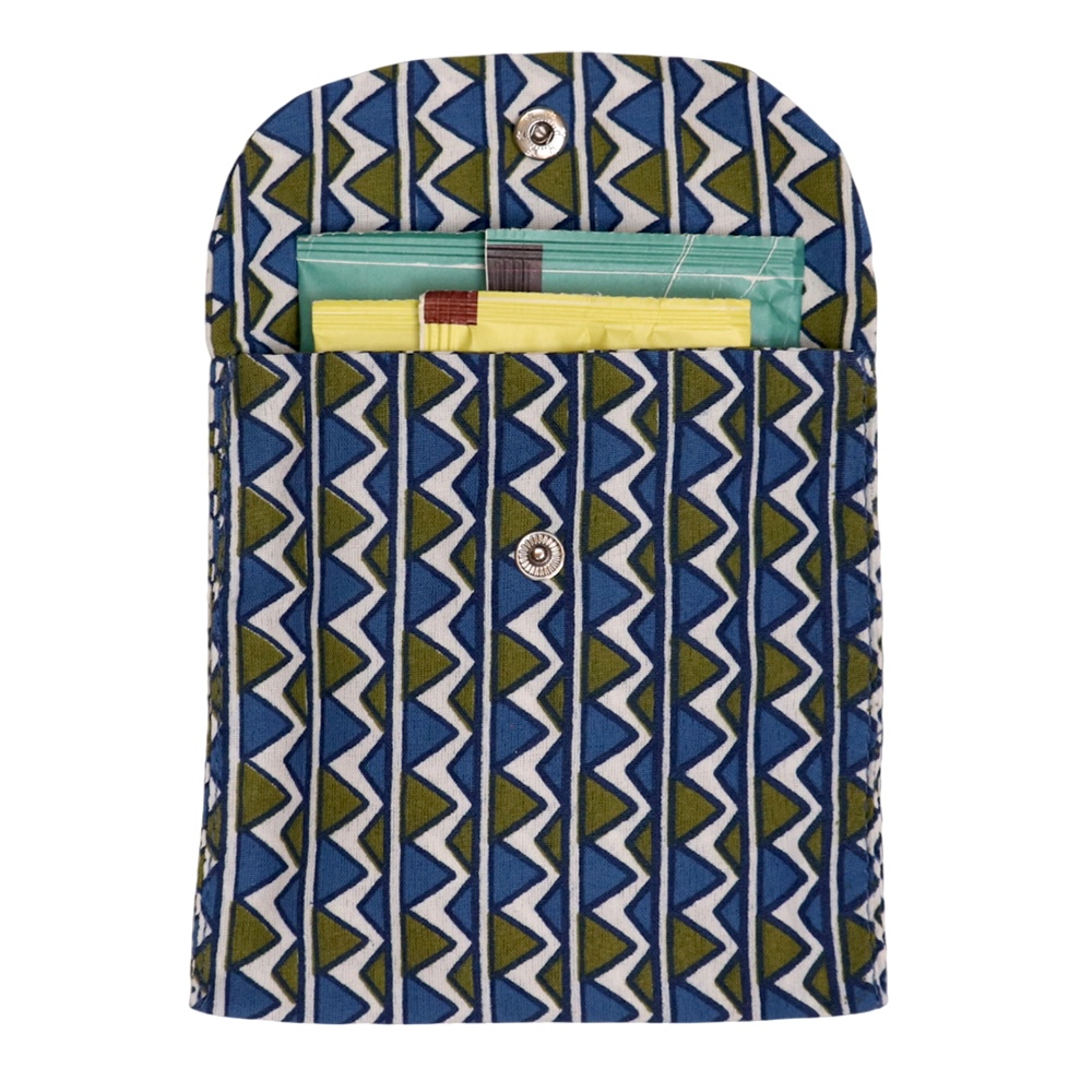 Premium Cotton Sanitary Pad Pouch (Set of 2) – Blue & Green Chevron - Image 4