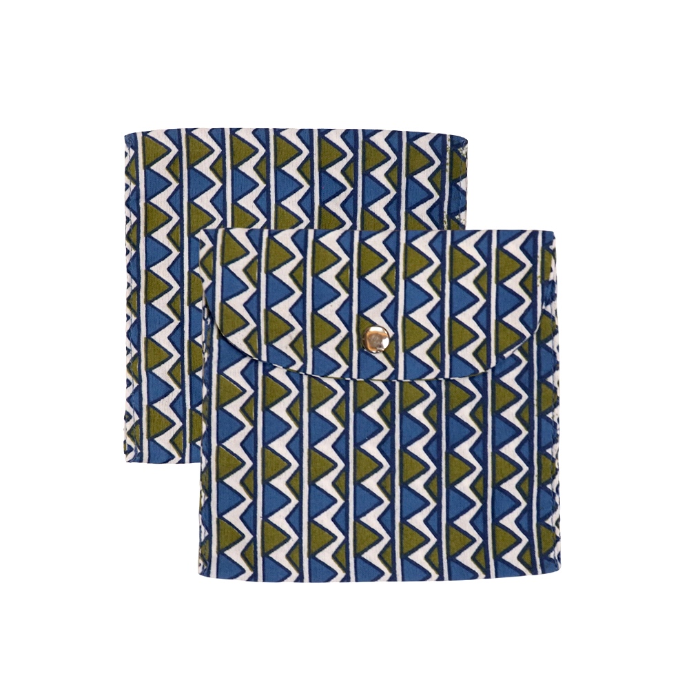 Premium Cotton Sanitary Pad Pouch (Set of 2) – Blue & Green Chevron