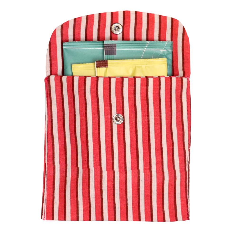Premium Cotton Sanitary Pad Pouch (Set of 2) – Classic Candy Stripes - Image 4