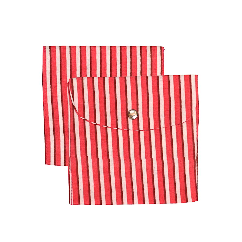Premium Cotton Sanitary Pad Pouch (Set of 2) – Classic Candy Stripes