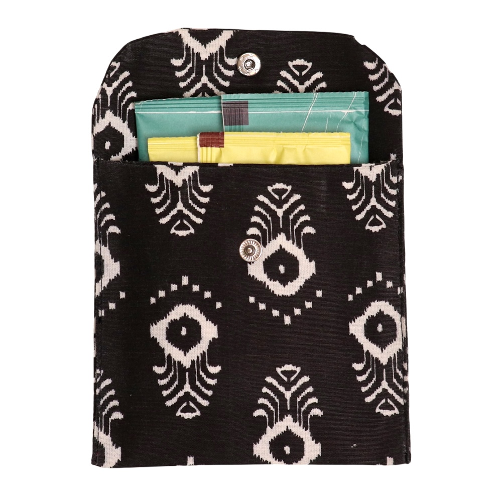 Premium Cotton Sanitary Pad Pouch (Set of 2) – Modern Ikat Tribal - Image 4
