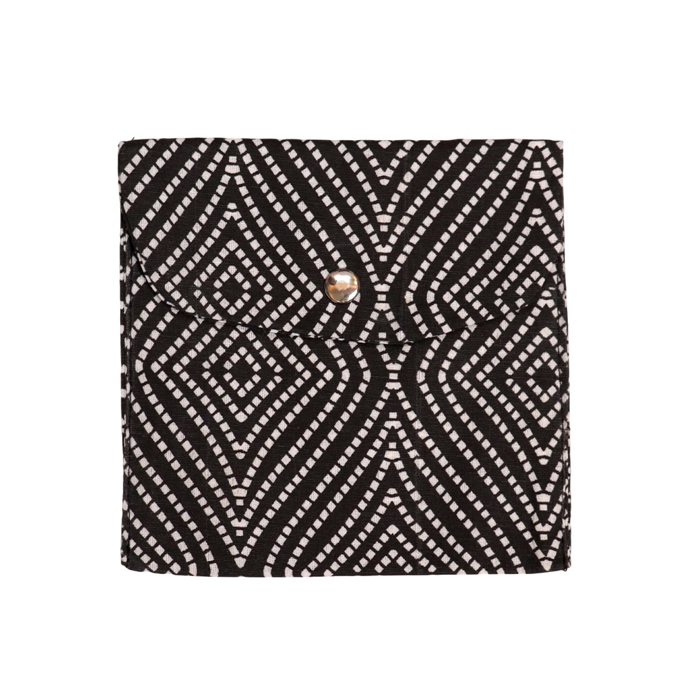 Premium Cotton Sanitary Pad Pouch (Set of 2) – Monochrome Geometric Diamond - Image 2