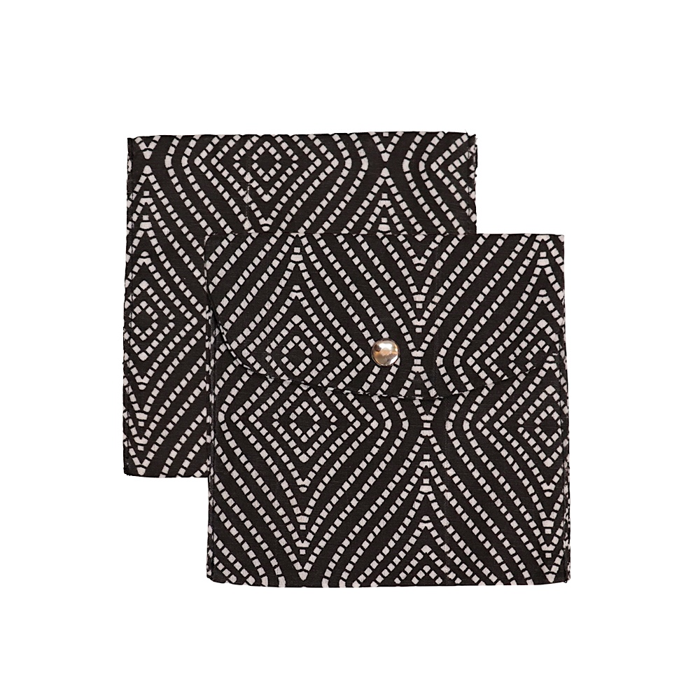 Premium Cotton Sanitary Pad Pouch (Set of 2) – Monochrome Geometric Diamond