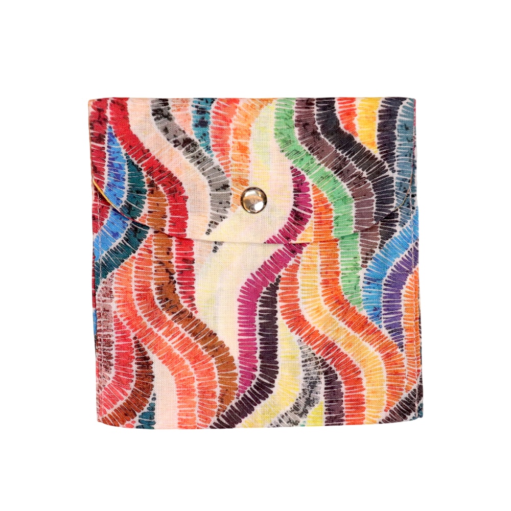 Premium Cotton Sanitary Pad Pouch (Set of 2) – Rainbow Waves - Image 2