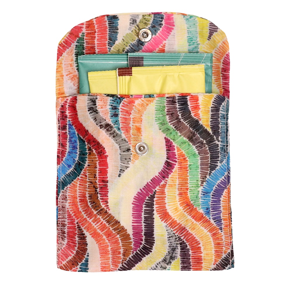 Premium Cotton Sanitary Pad Pouch (Set of 2) – Rainbow Waves - Image 4