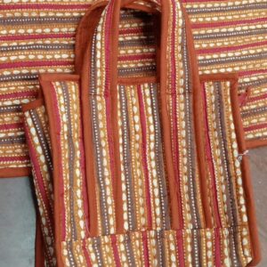 Cinnamon Stripe Pooja Bag with Asana