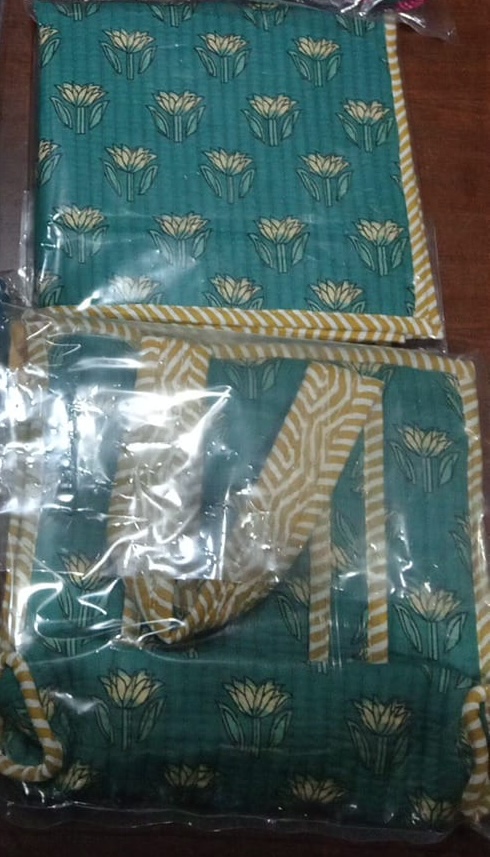Teal Bloom Pooja Bag with Asana