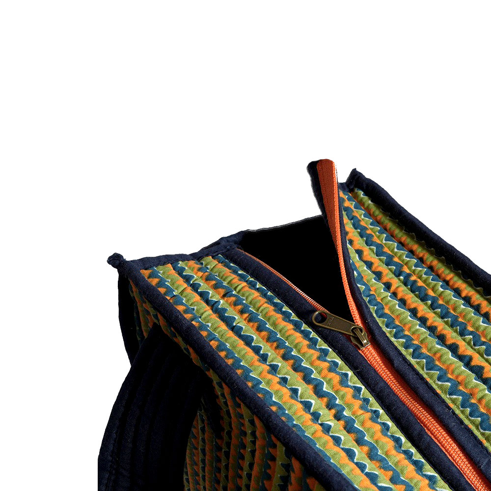 Blue Fiesta Tiffin Tote | Handcrafted Printed Cotton Bags - Image 2