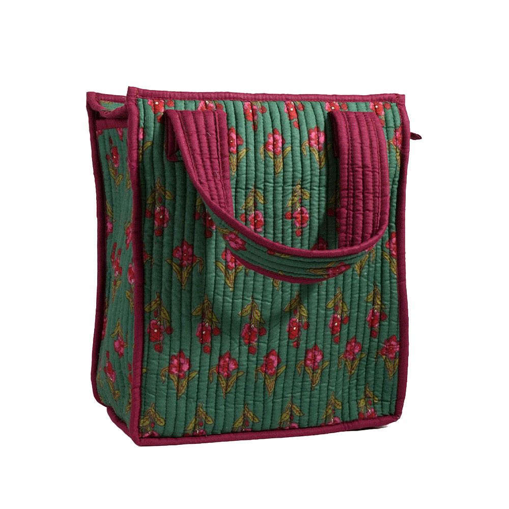 Botanical Bloom Tiffin Bag | Jaipuri Printed Cotton Lunch Bag - Image 2