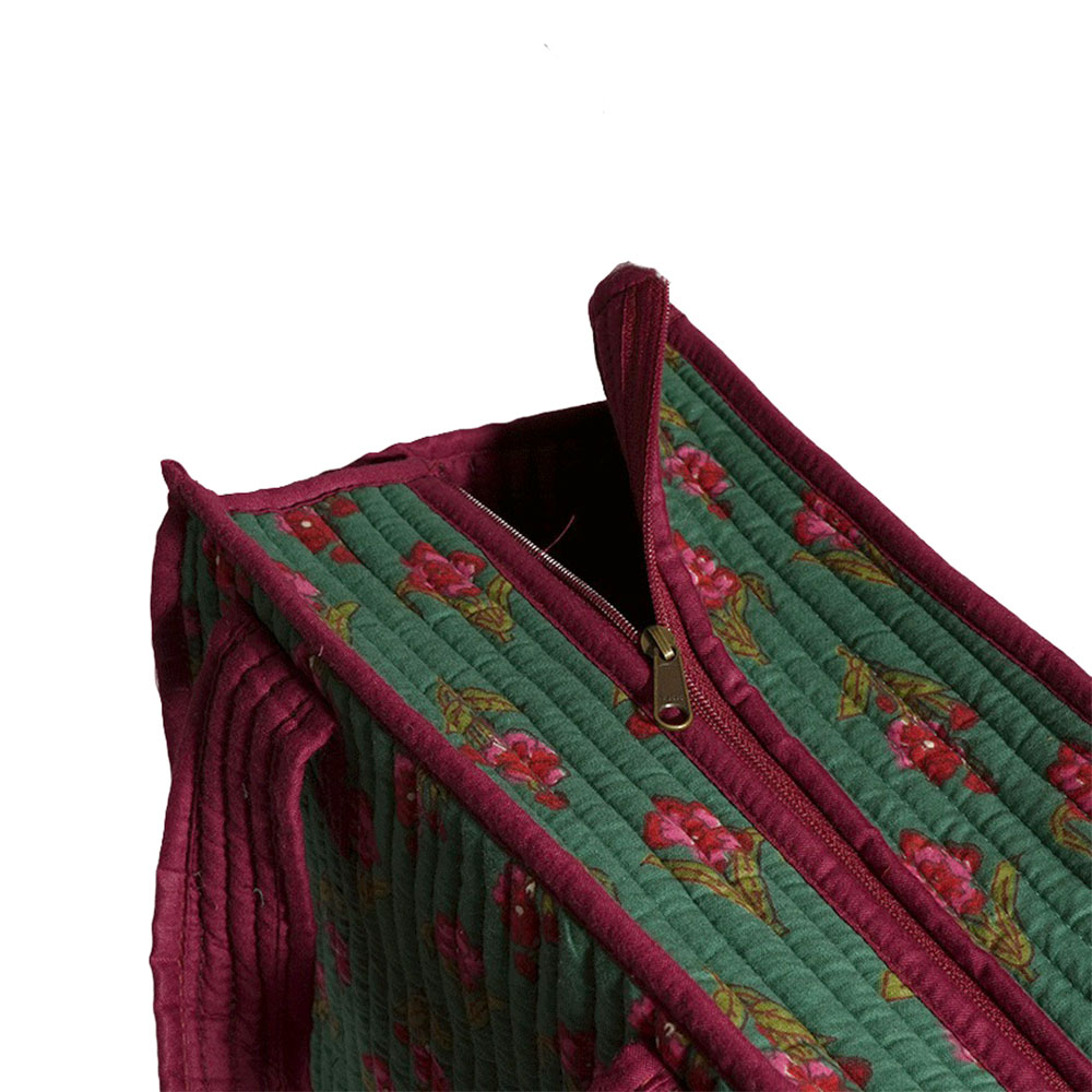 Botanical Bloom Tiffin Bag | Jaipuri Printed Cotton Lunch Bag - Image 3