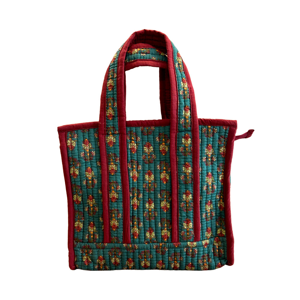 Forest Boota Pooja Bag with Asana | Handcrafted Jaipur Print Pooja Kit Organizer