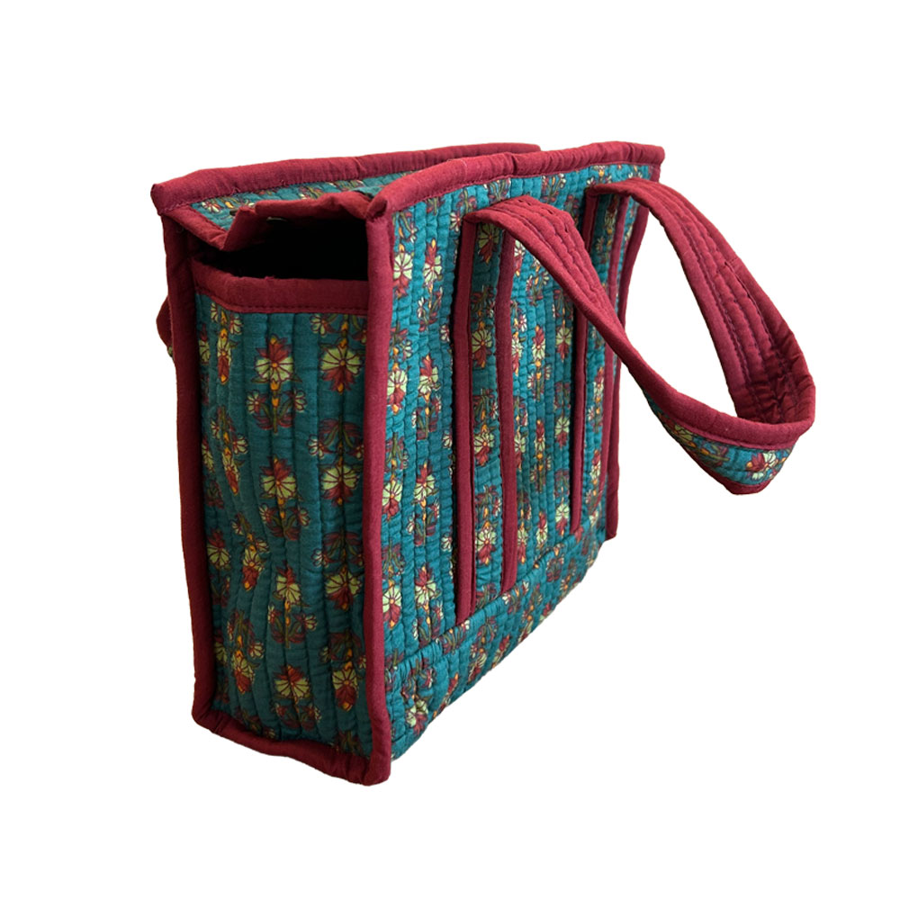 Forest Boota Pooja Bag with Asana | Handcrafted Jaipur Print Pooja Kit Organizer - Image 2
