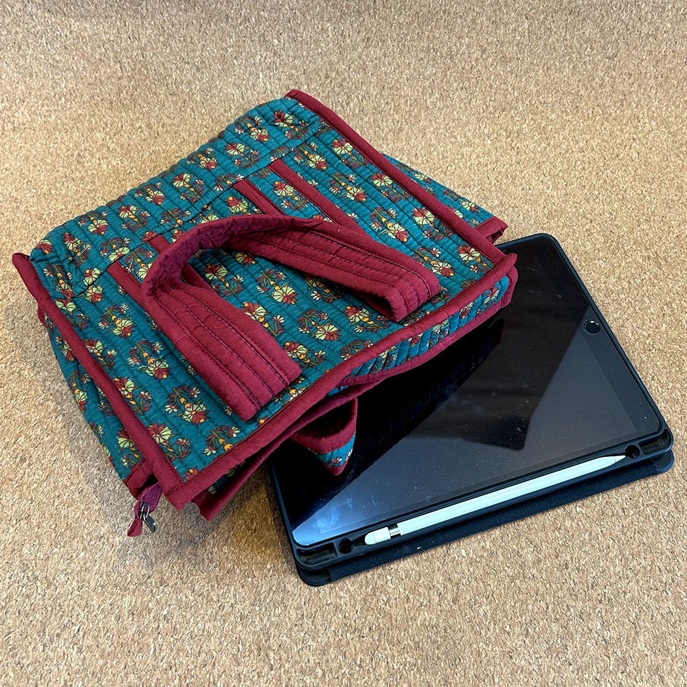 Forest Boota Pooja Bag with Asana | Handcrafted Jaipur Print Pooja Kit Organizer - Image 4