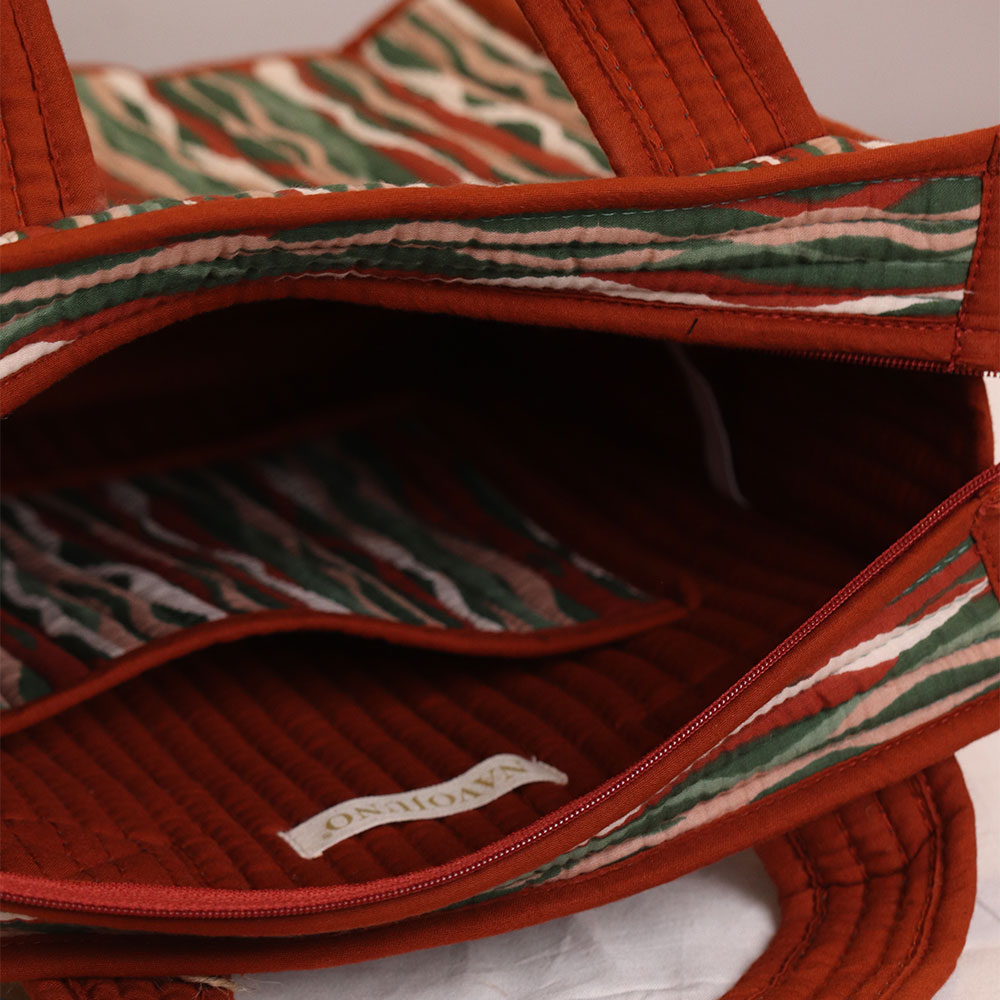 Rustic Wave Companion Bag | Handcrafted Jaipuri Printed Cotton Multi-Purpose Tote - Image 4