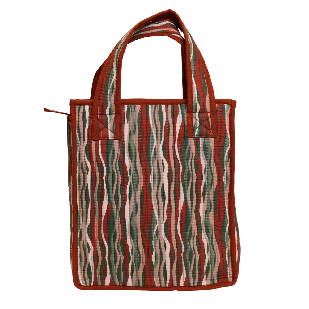 Rustic Wave Jaipuri Printed Cotton Tiffin Bag | Handcrafted Lunch Tote