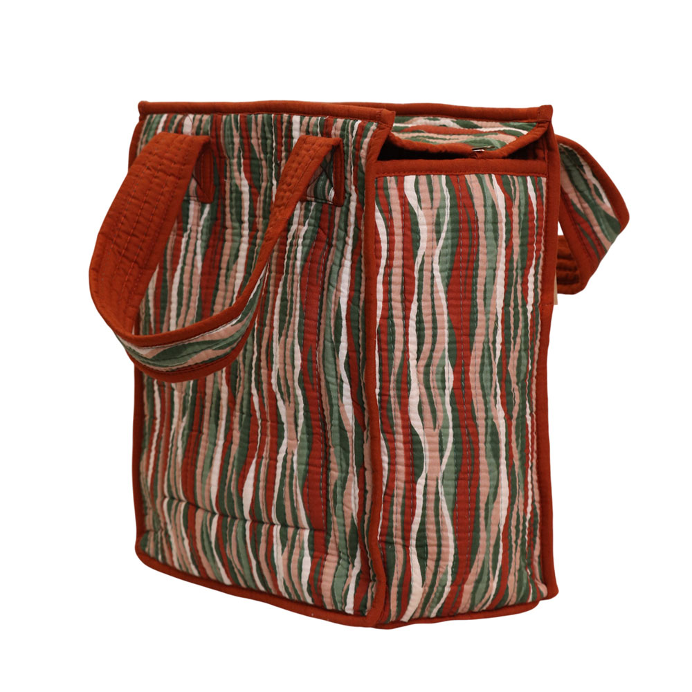 Rustic Wave Jaipuri Printed Cotton Tiffin Bag | Handcrafted Lunch Tote - Image 3