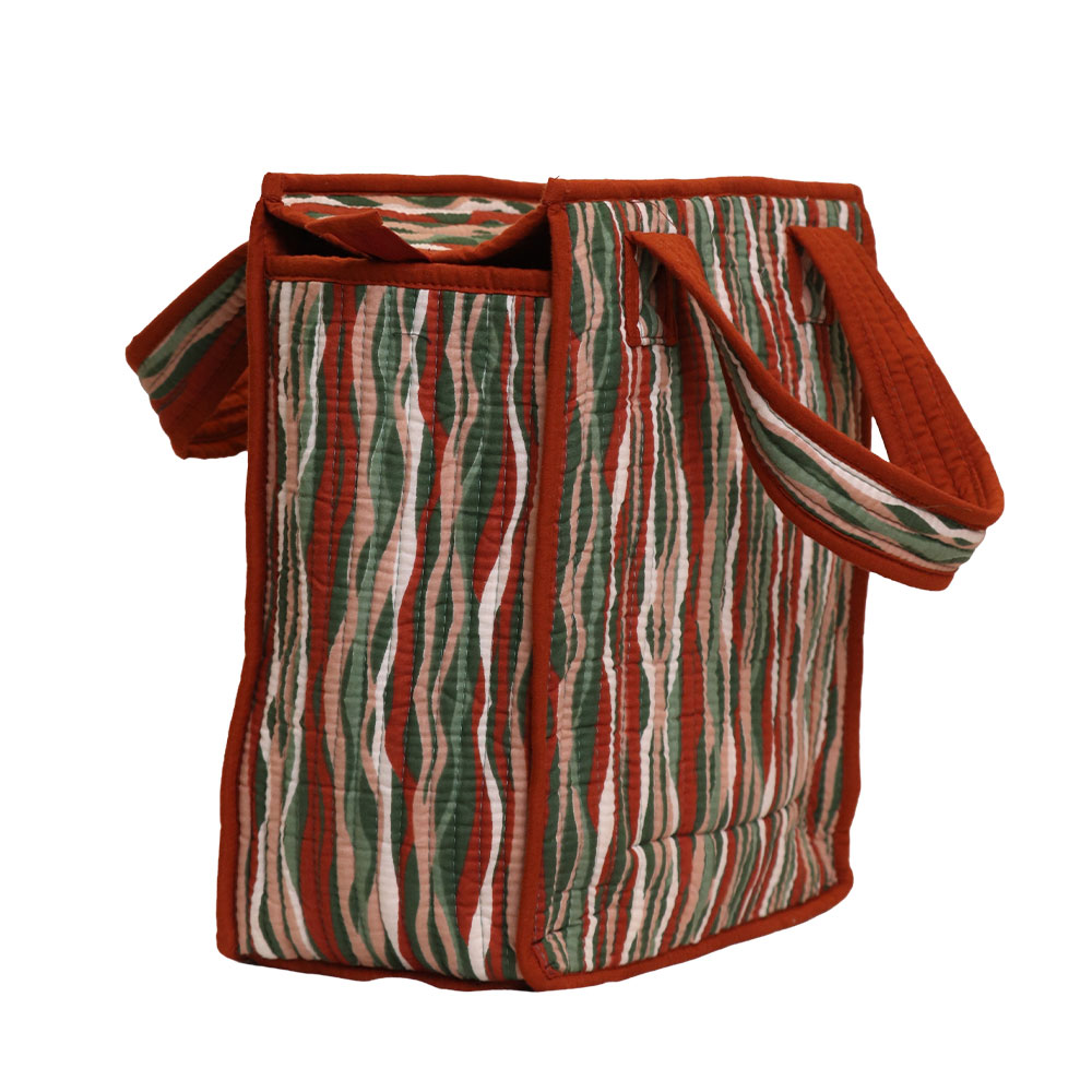 Rustic Wave Jaipuri Printed Cotton Tiffin Bag | Handcrafted Lunch Tote - Image 2