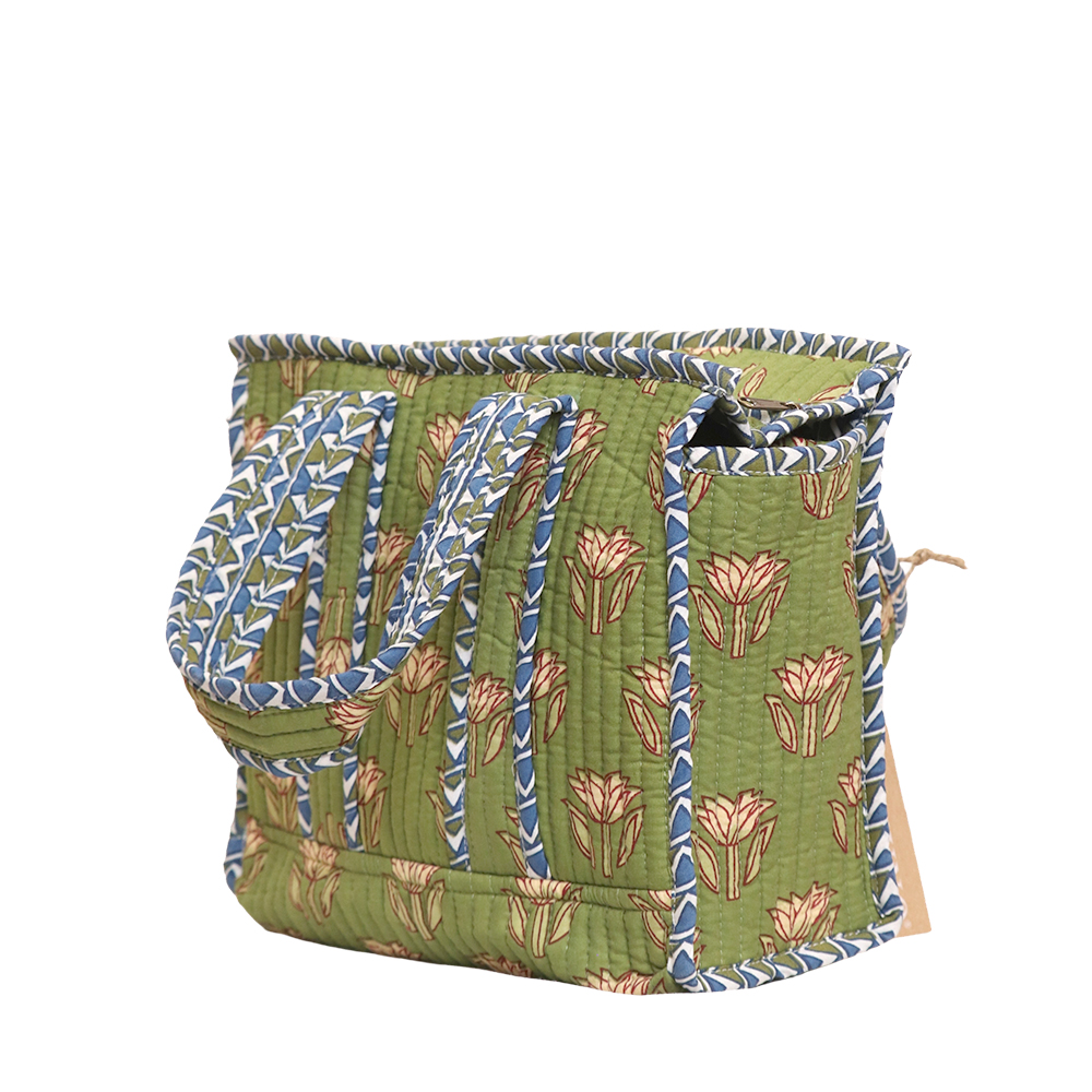 Sage Bloom Cotton Pooja Bag with Asana Mat