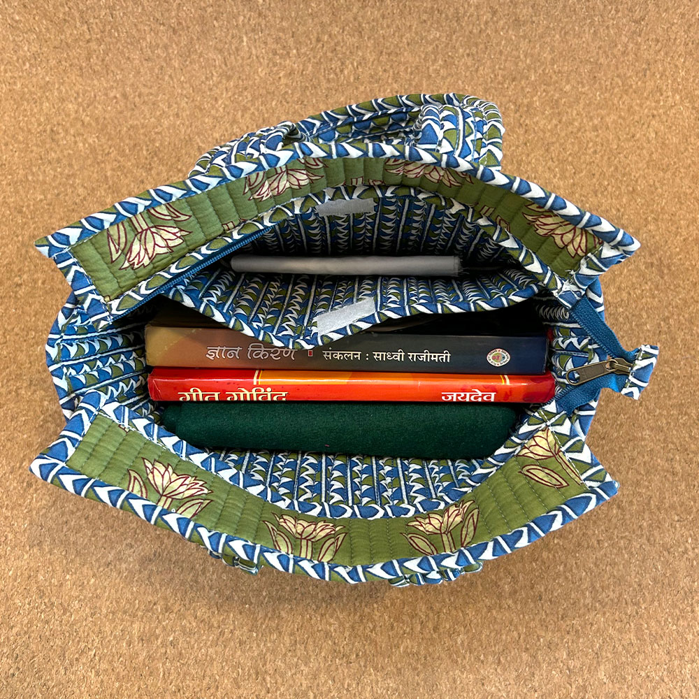 Sage Bloom Cotton Pooja Bag with Asana Mat - Image 2
