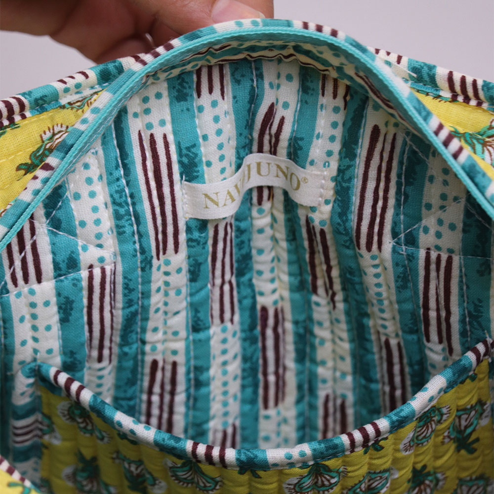 Yellow Bloom Tiffin Bag - Handcrafted Jaipuri Printed Cotton Lunch Bag - Image 4