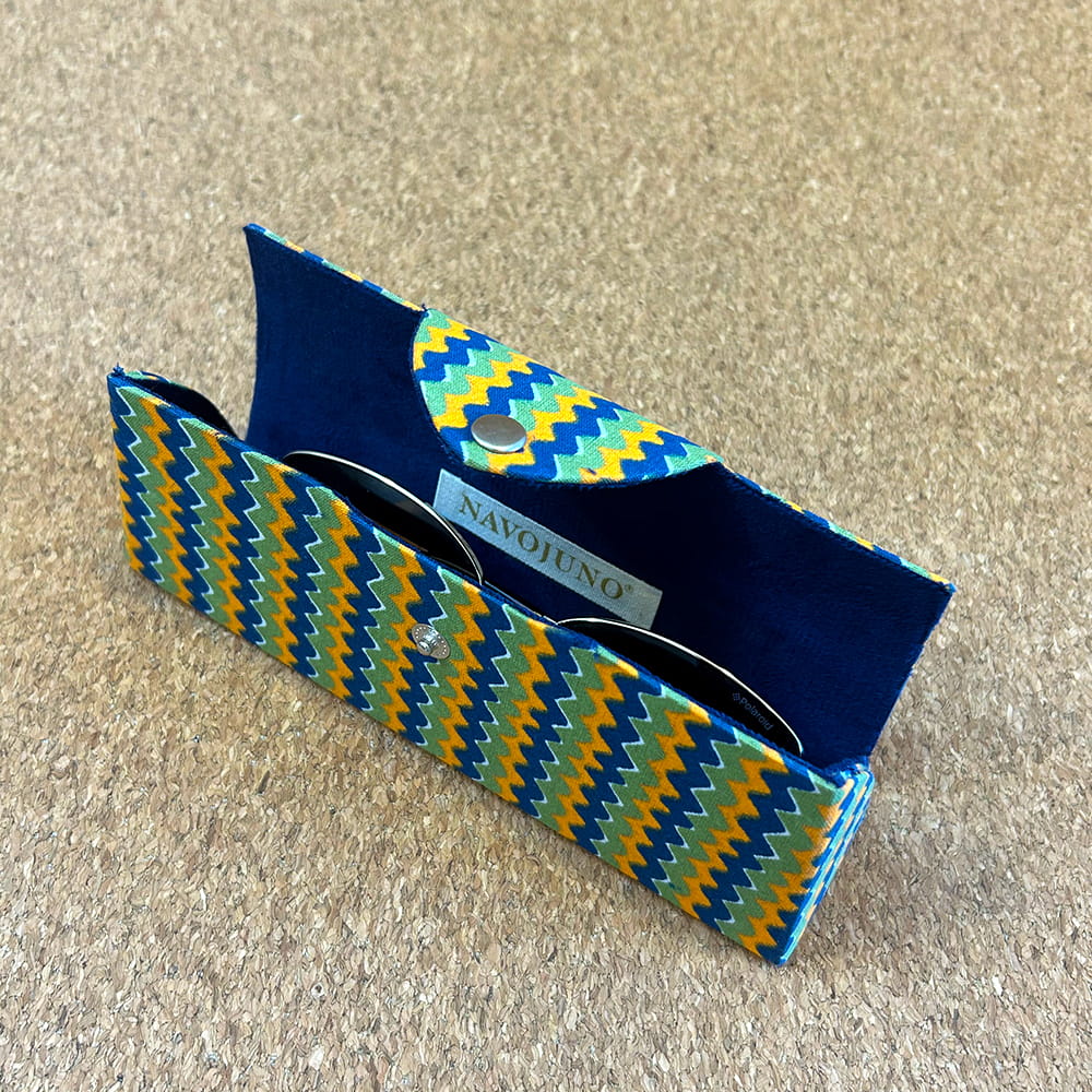 Blue Fiesta Printed Cotton Sunglass Case | Protective Eyewear Cover - Image 4