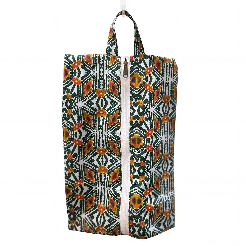 Emerald Green Ikat Travel Shoe Bag