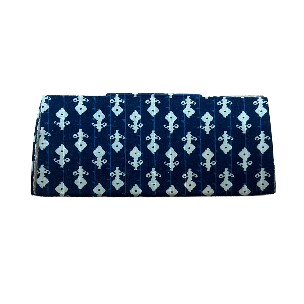 Indigo Cream Boota Printed Cotton Sunglass Case | Protective Eyewear Cover - Image 2