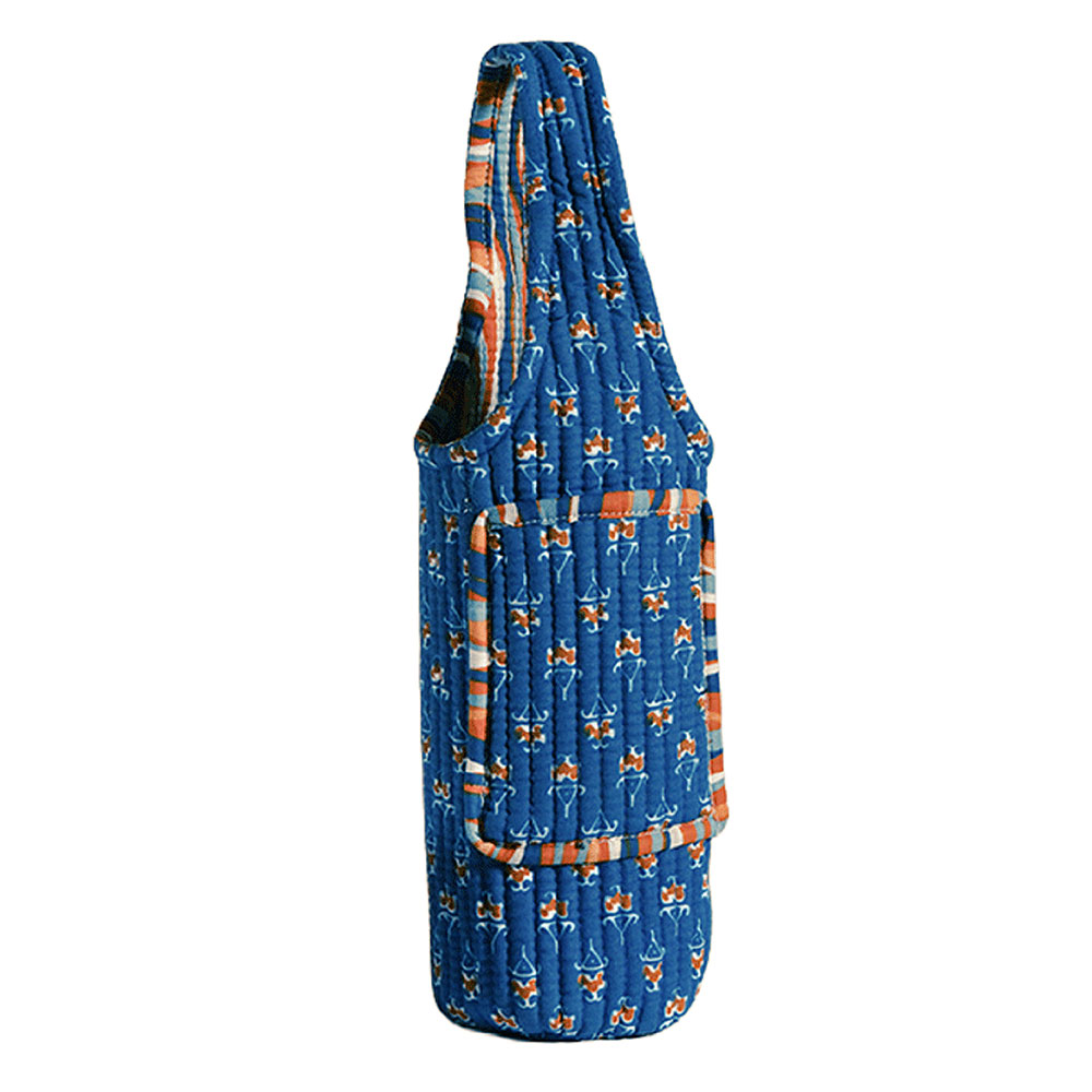 Indigo Rust Buta Bottle Cover with Mobile Pocket Outside (1-1.5 l)