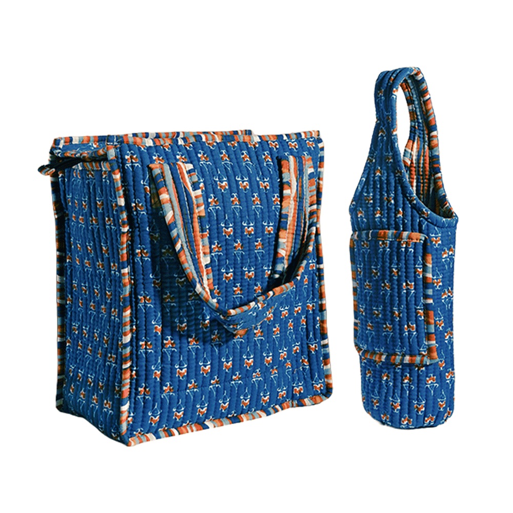 Indigo Rust Buta Bottle Cover with Mobile Pocket Outside (1-1.5 l) - Image 3