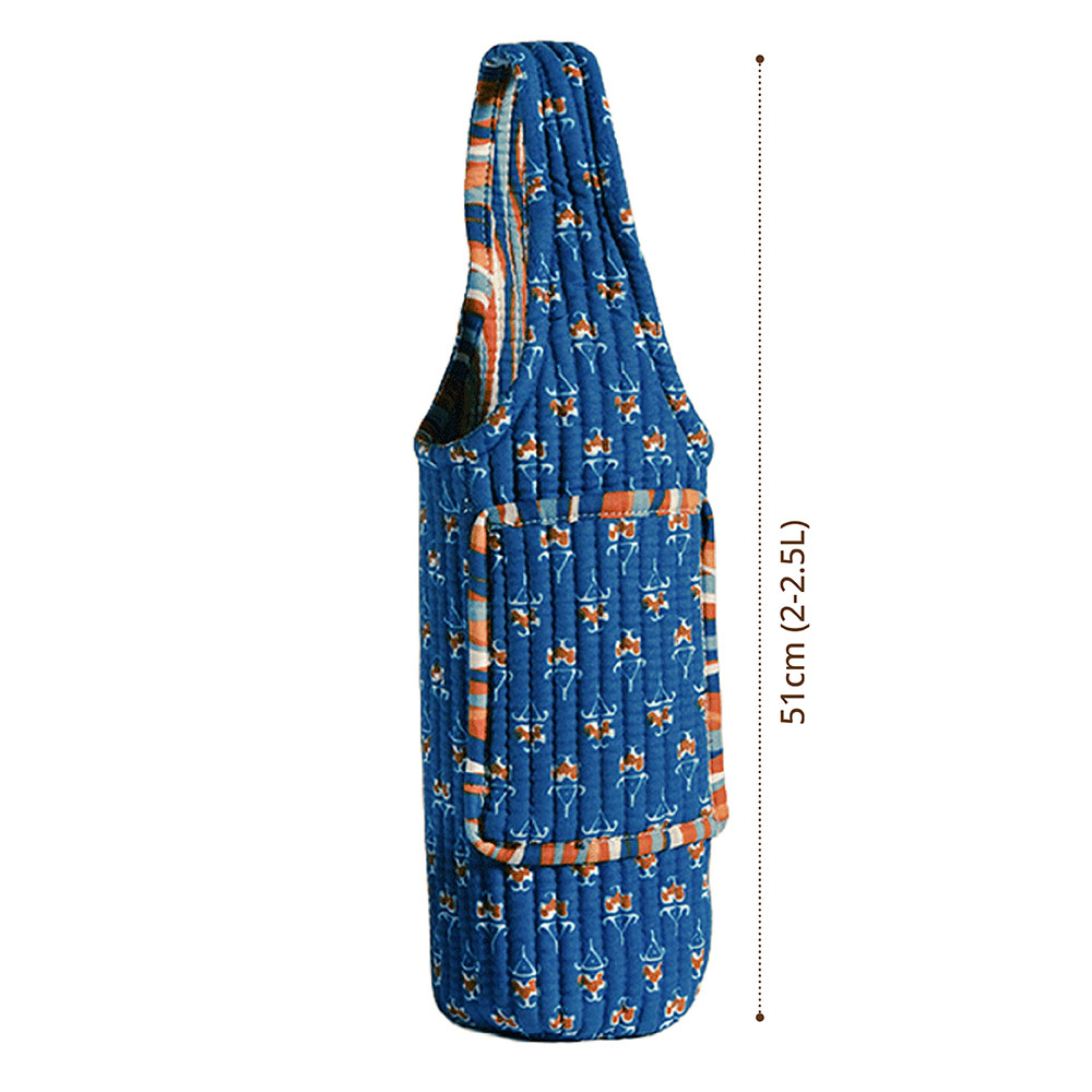Indigo Rust Buta Bottle Cover with Mobile Pocket Outside (1-1.5 l) - Image 6