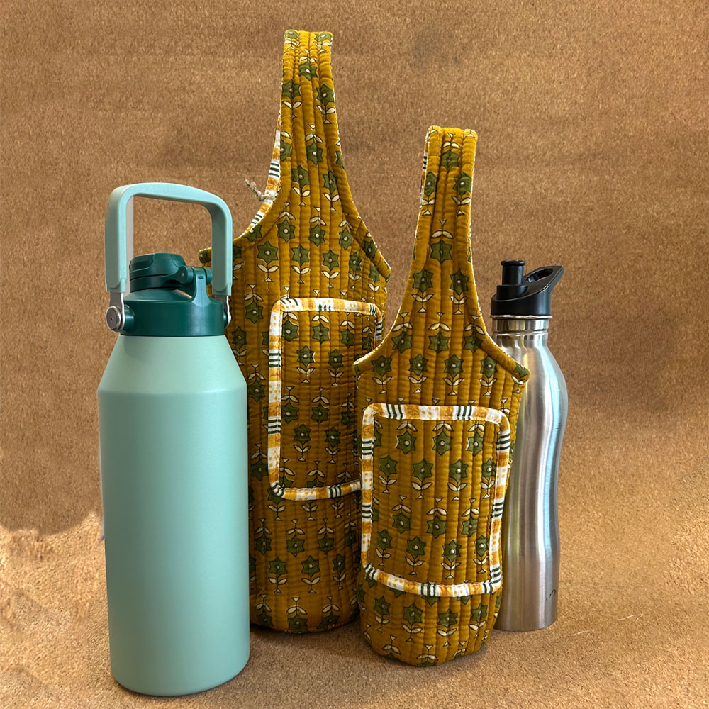 Mustard Bloom Bottle Cover with Mobile Pocket Outside (2-2.5 l) - Image 3