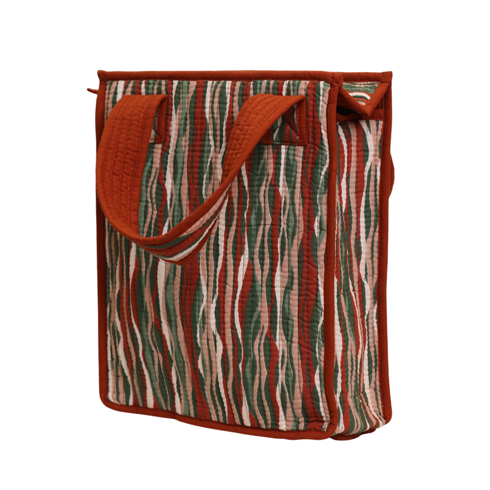 Rustic Wave Companion Bag | Handcrafted Jaipuri Printed Cotton Multi-Purpose Tote - Image 3