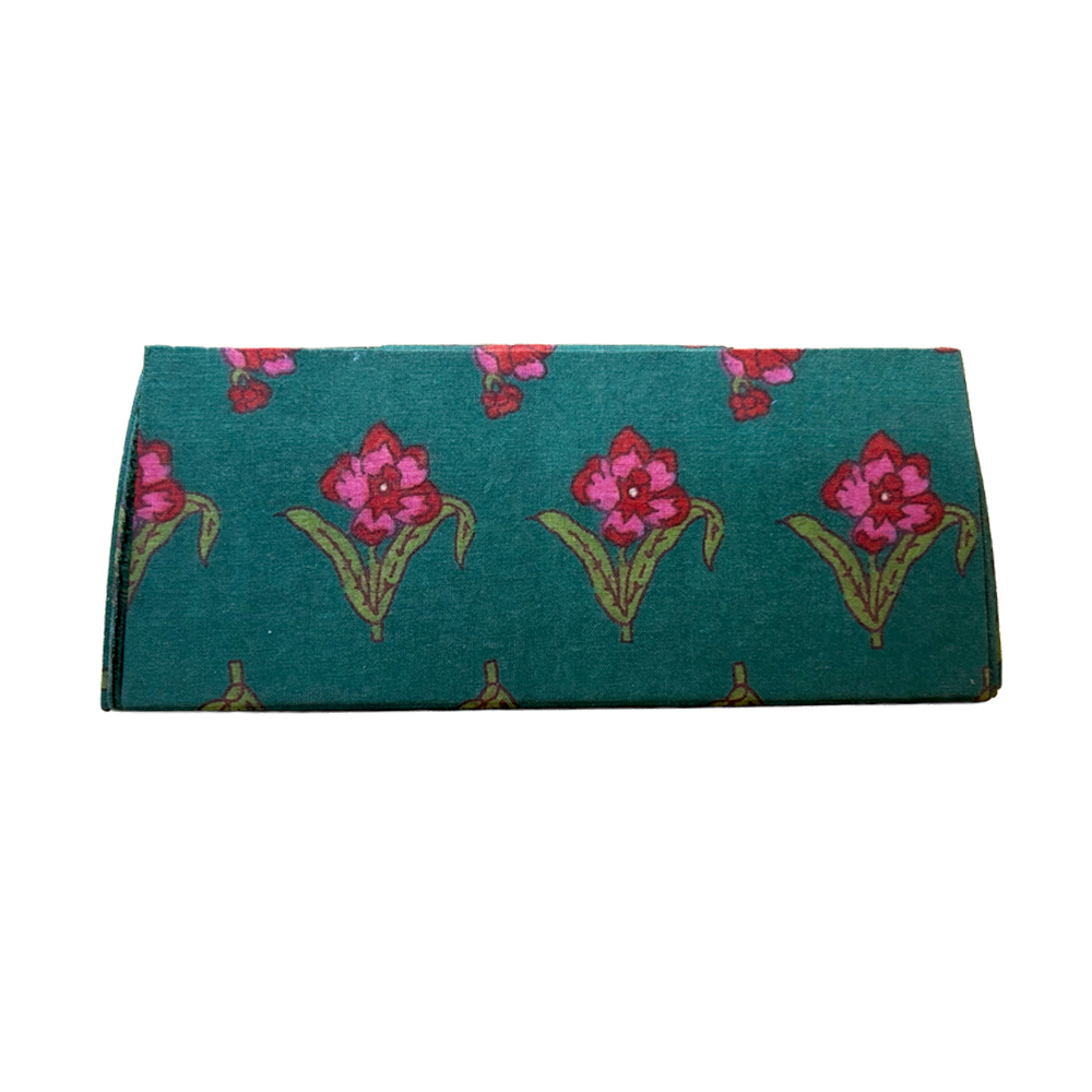 Sage Botanical Blossom Printed Cotton Sunglass Case | Protective Eyewear Cover - Image 2