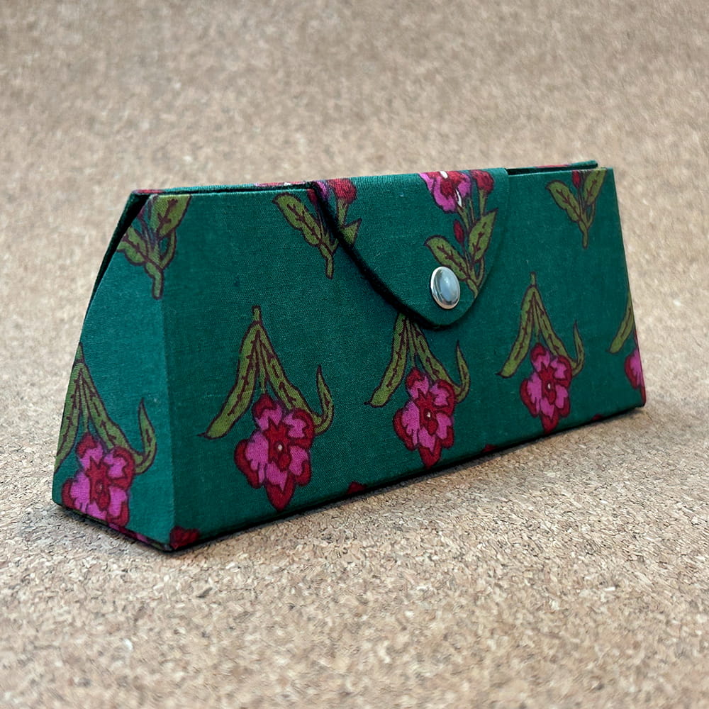 Sage Botanical Blossom Printed Cotton Sunglass Case | Protective Eyewear Cover - Image 3