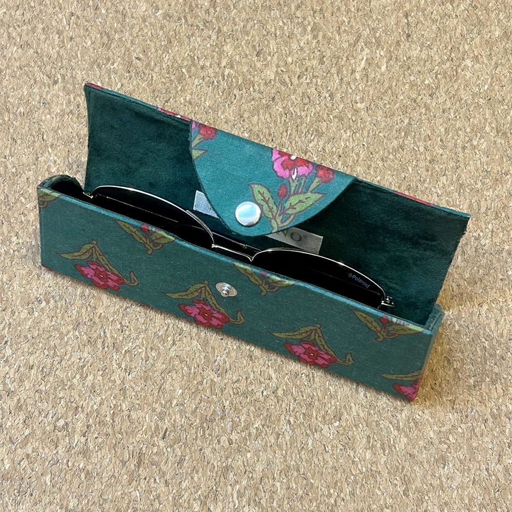 Sage Botanical Blossom Printed Cotton Sunglass Case | Protective Eyewear Cover - Image 4
