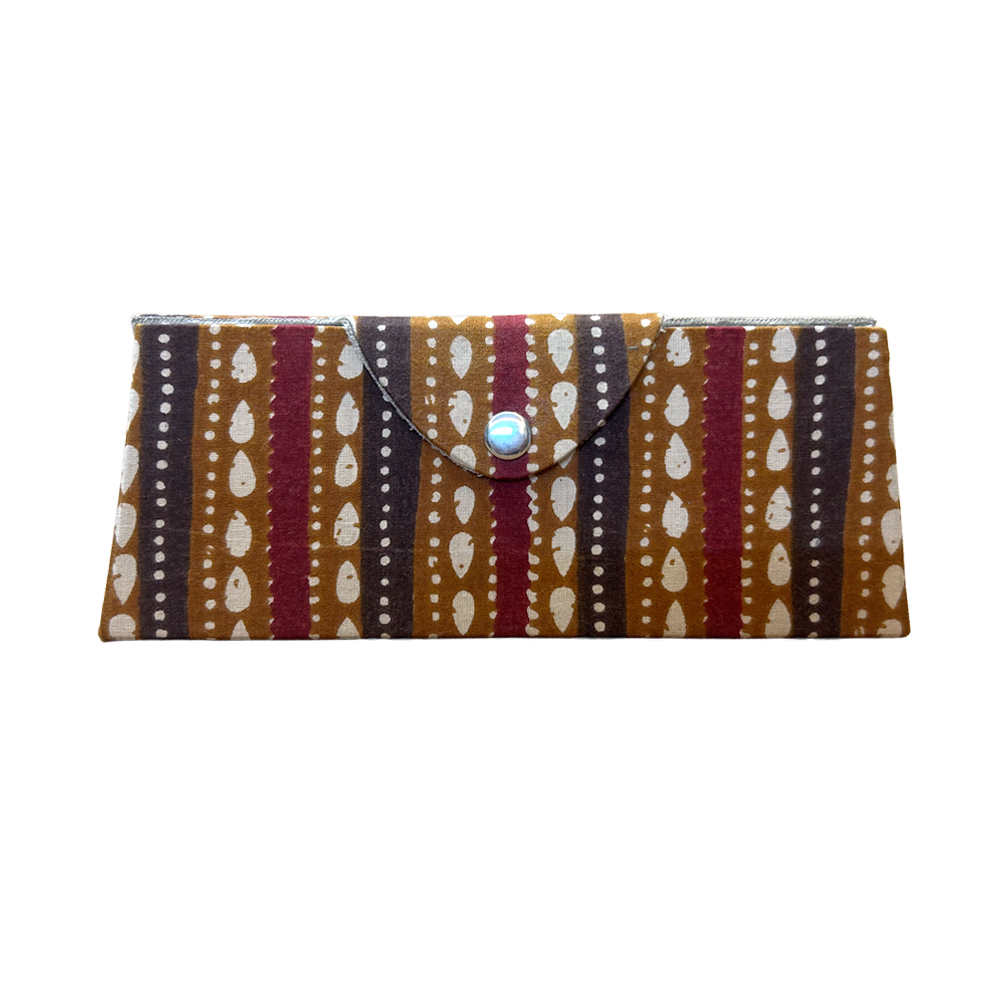 Cinnamon Stripes Printed Cotton Sunglass Case | Protective Eyewear Cover