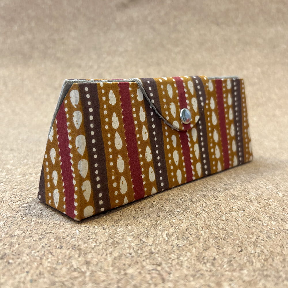 Cinnamon Stripes Printed Cotton Sunglass Case | Protective Eyewear Cover - Image 3