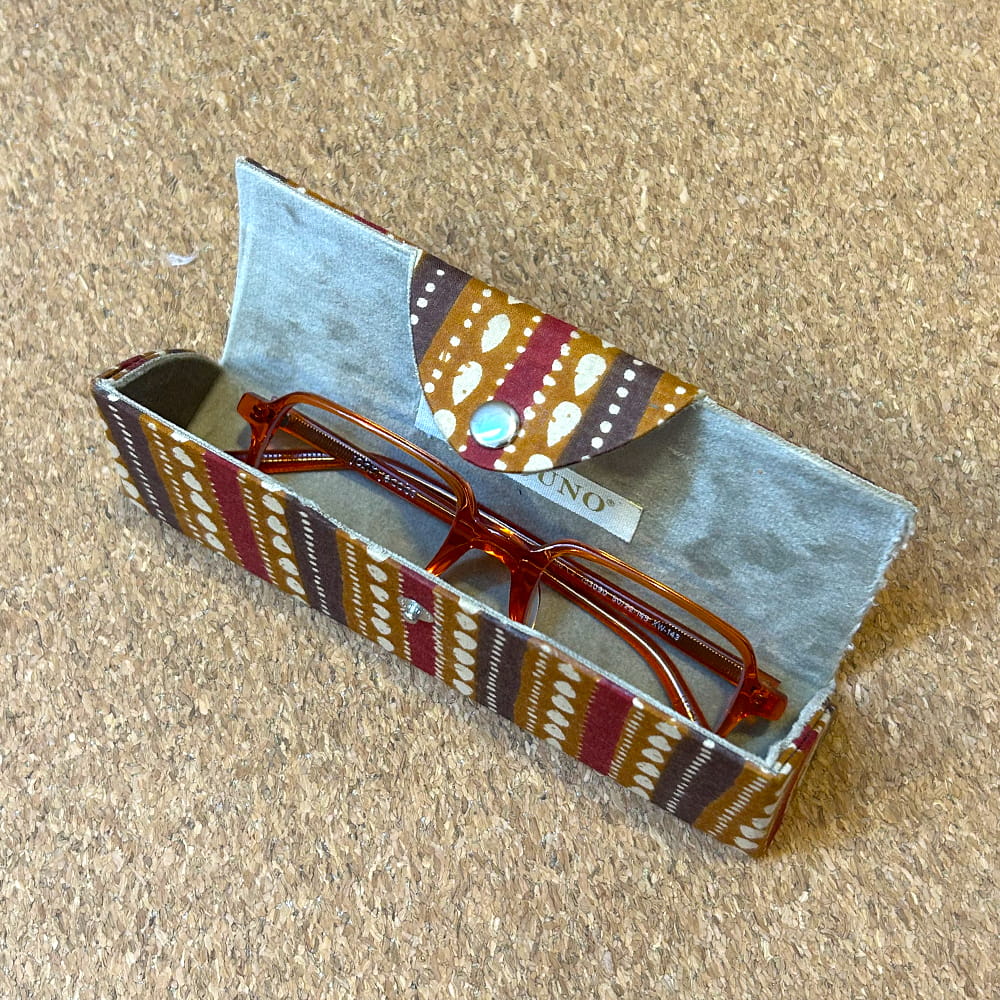 Cinnamon Stripes Printed Cotton Sunglass Case | Protective Eyewear Cover - Image 4