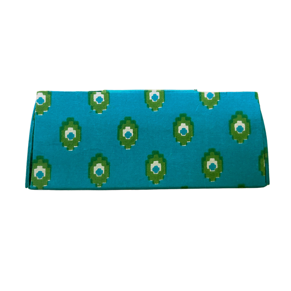 Turquoise Ikat Medallions Printed Cotton Sunglass Case | Protective Eyewear Cover - Image 2